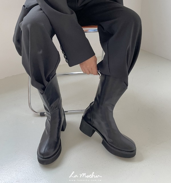 個性斜口厚底長靴(正常版)(闆娘.花花清單)